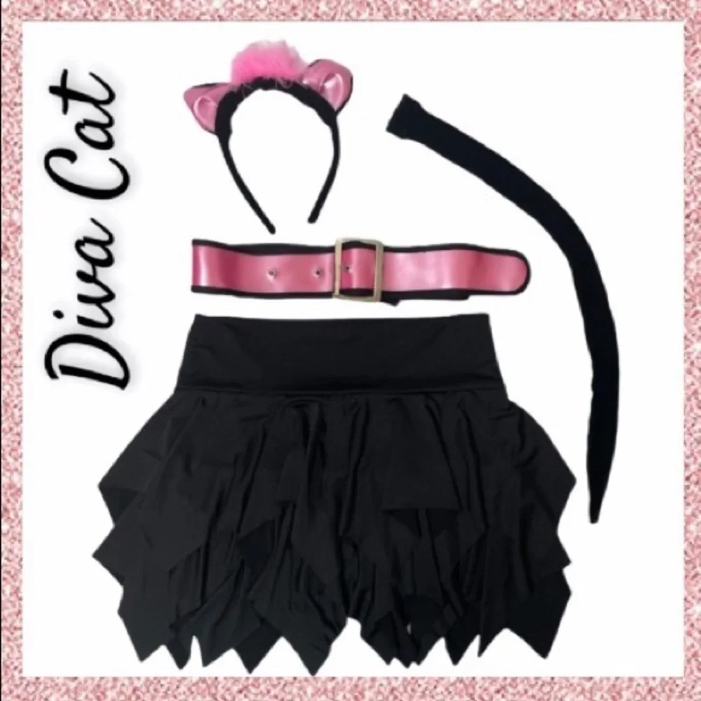 Glamorous Diva Cat Costume Dress Up Play Theatre Halloween Costume Kitten Cat